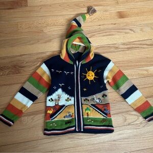 Arpillera Peruvian 100% Acrylic Wool Handmade Sweater Size 8